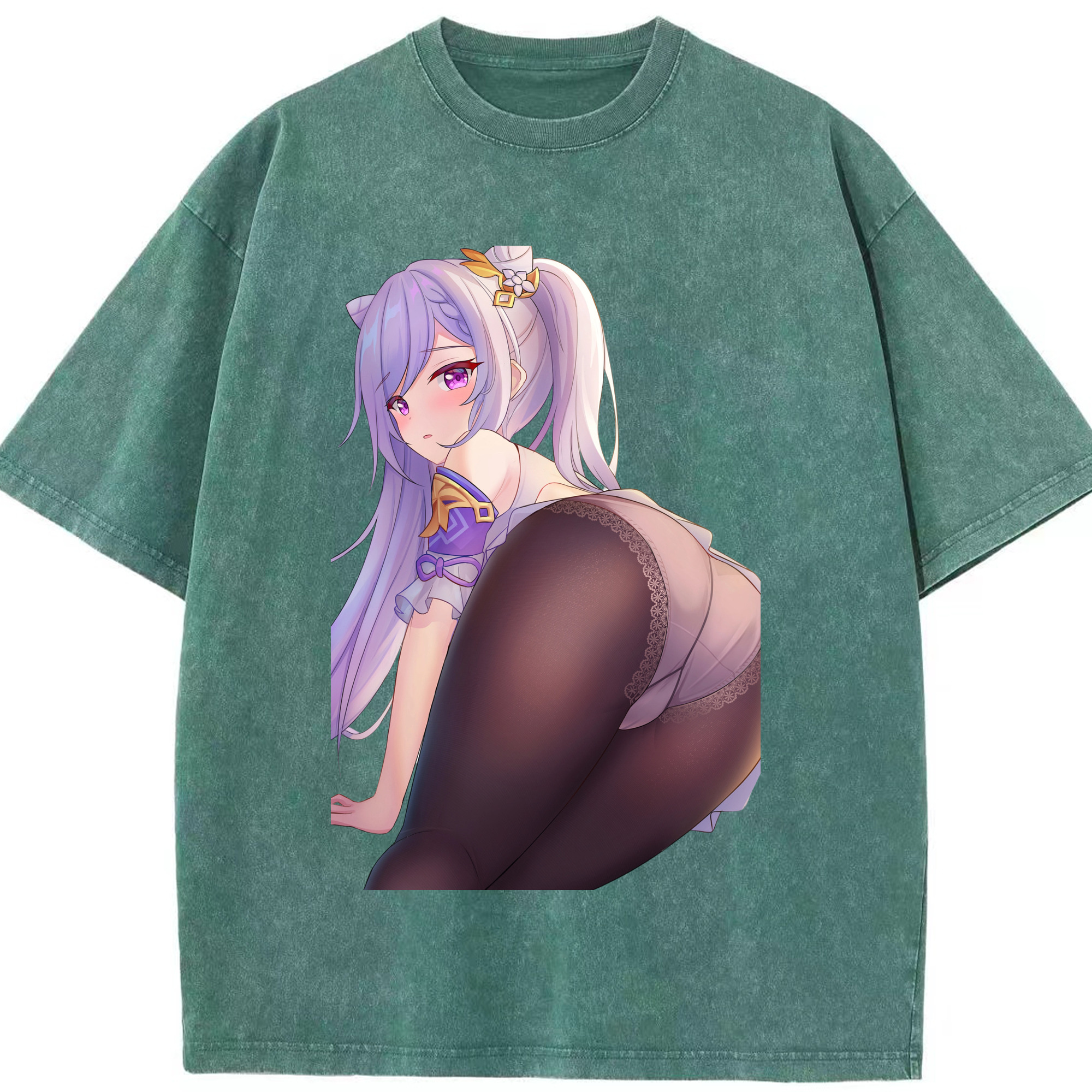 げんし神 刻晴 こくせい genshin Kokusei 綿100% ヴィンテージ風 半袖Tシャツ（フロントプリント）